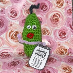 Handmade crocheted Green Positive Pickle Plush